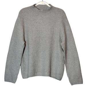 J.Crew Gray Mock Neck Rib Knit Relaxed Fit Oversized Sweater XL Cozy Long Sleeve